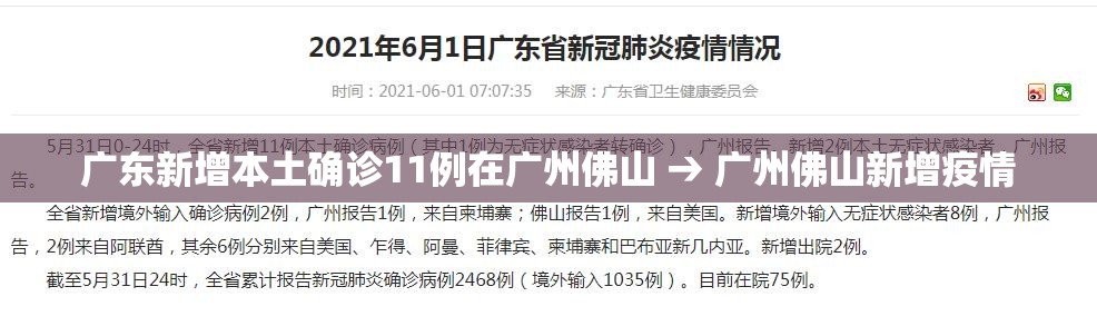 广东新增本土确诊11例在广州佛山 → 广州佛山新增疫情
