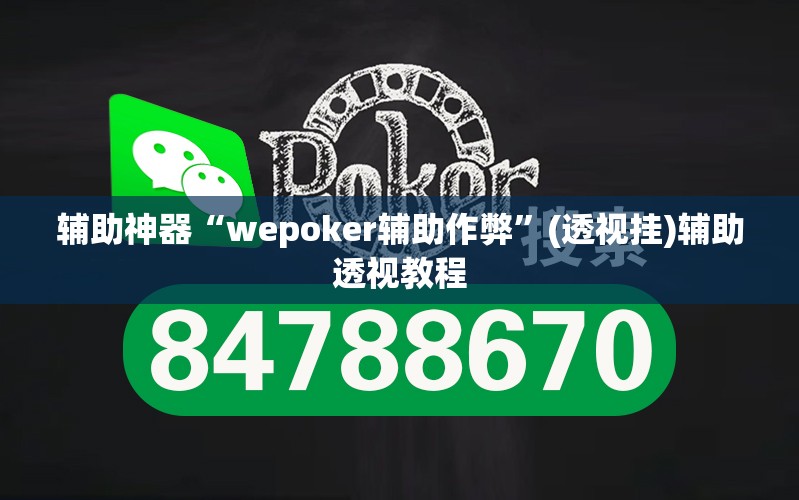 辅助神器“wepoker辅助作弊”(透视挂)辅助透视教程