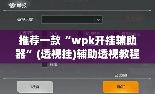 推荐一款“wpk开挂辅助器”(透视挂)辅助透视教程