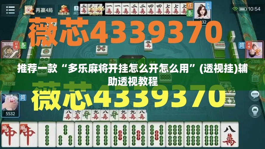 推荐一款“多乐麻将开挂怎么开怎么用”(透视挂)辅助透视教程