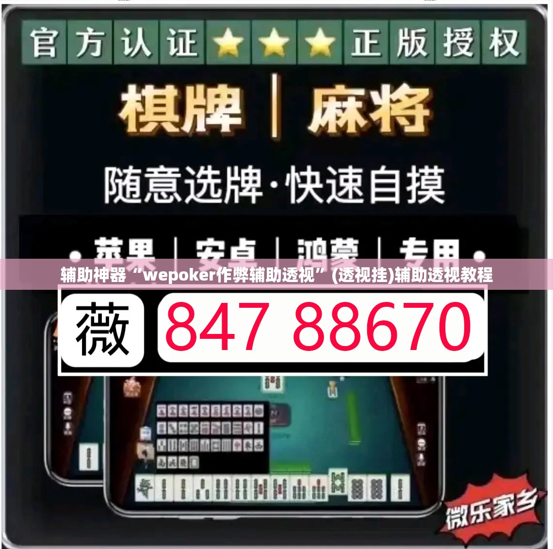 辅助神器“wepoker作弊辅助透视”(透视挂)辅助透视教程