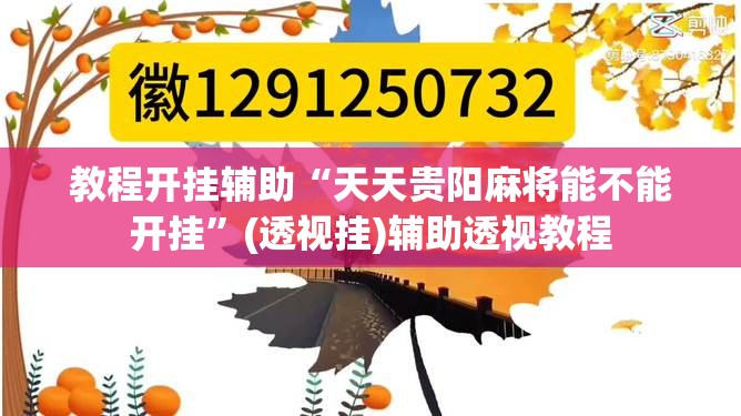 教程开挂辅助“天天贵阳麻将能不能开挂	”(透视挂)辅助透视教程