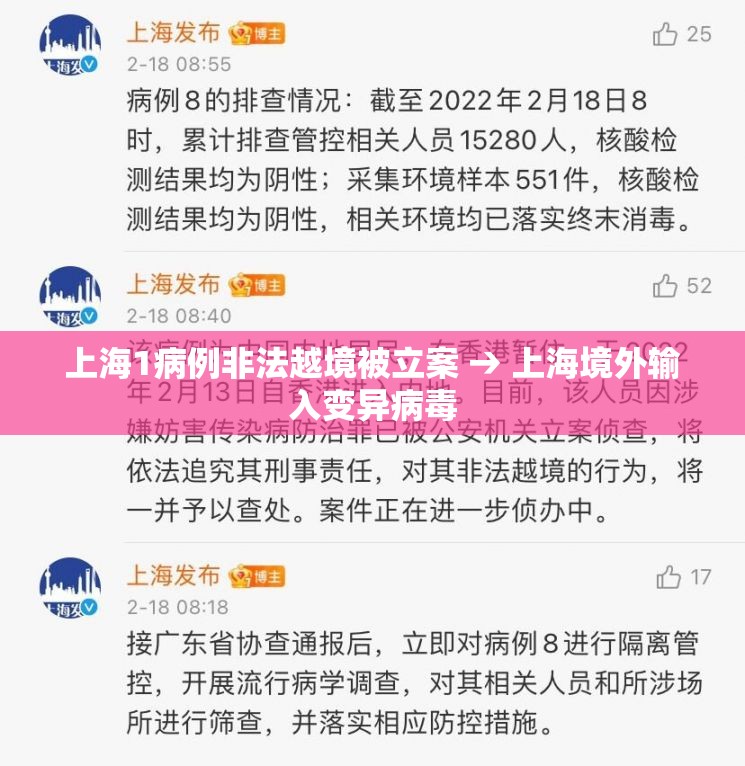 上海1病例非法越境被立案 → 上海境外输入变异病毒