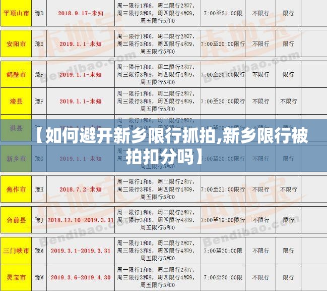 【如何避开新乡限行抓拍,新乡限行被拍扣分吗】 【如何避开新乡限行抓拍,新乡限行被拍扣分吗】