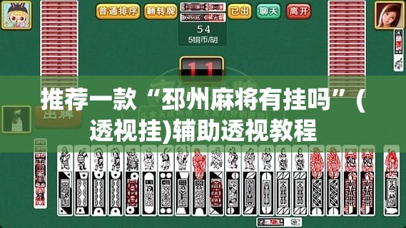 推荐一款“邳州麻将有挂吗”(透视挂)辅助透视教程