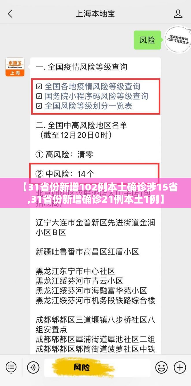 【31省份新增102例本土确诊涉15省,31省份新增确诊21例本土1例】 【31省份新增102例本土确诊涉15省,31省份新增确诊21例本土1例】