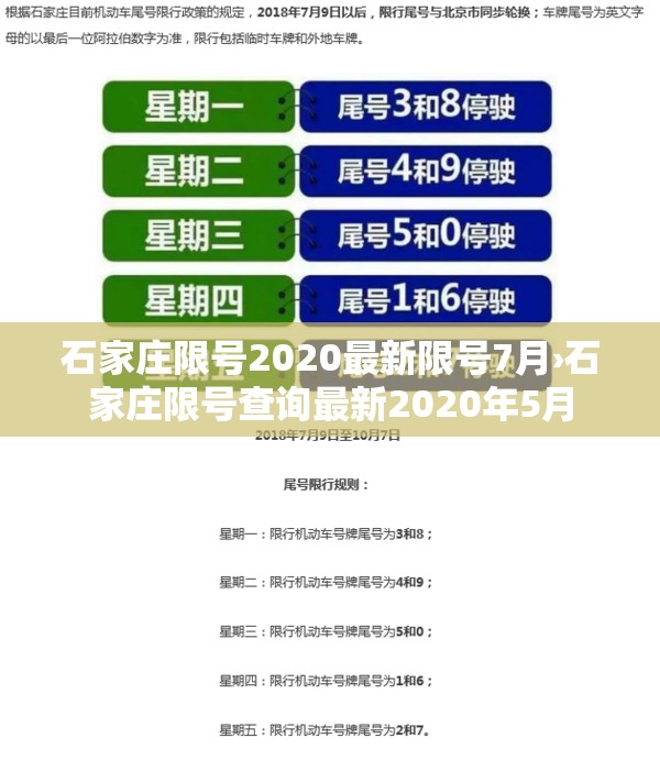 石家庄限号2020最新限号7月›石家庄限号查询最新2020年5月
