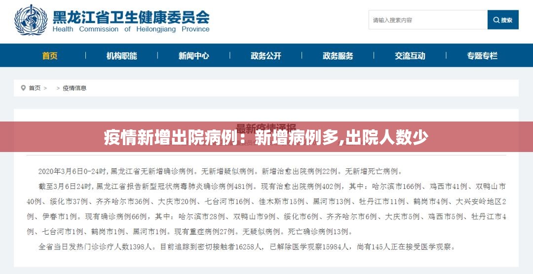 疫情新增出院病例:新增病例多,出院人数少 疫情新增出院病例:新增病例多,出院人数少