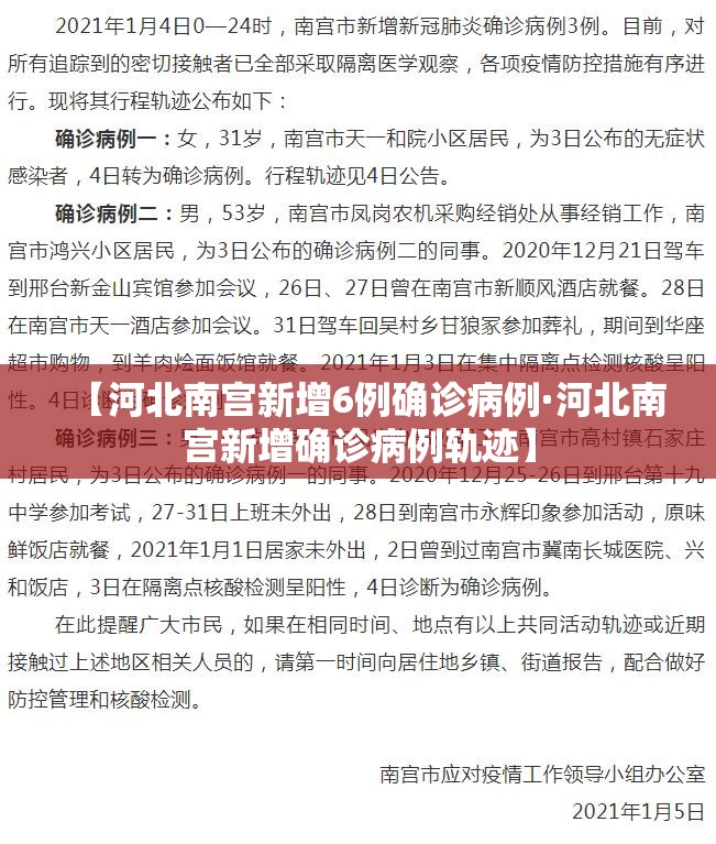 【河北南宫新增6例确诊病例·河北南宫新增确诊病例轨迹】
