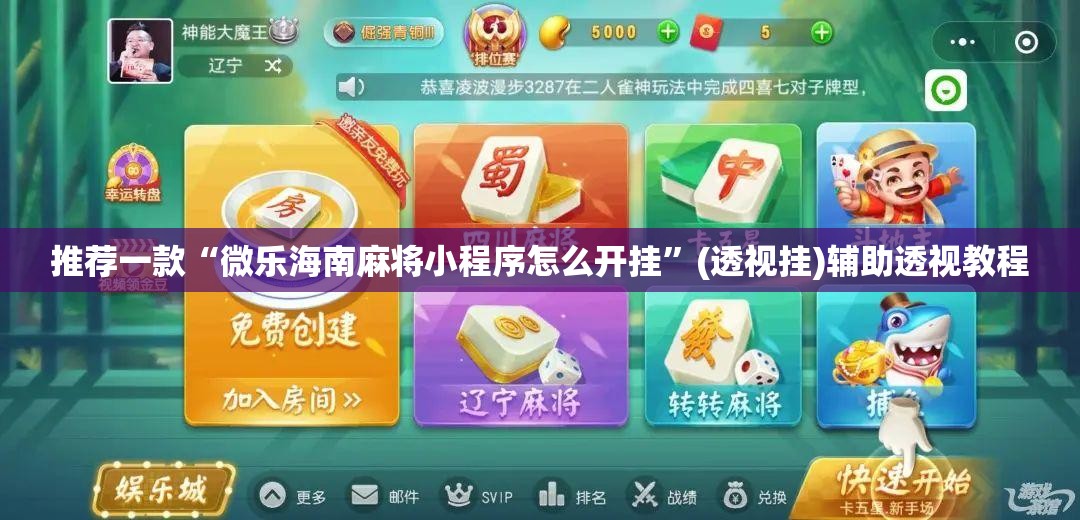 推荐一款“微乐海南麻将小程序怎么开挂”(透视挂)辅助透视教程