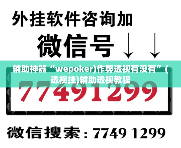 辅助神器“wepoker)作弊透视有没有”(透视挂)辅助透视教程