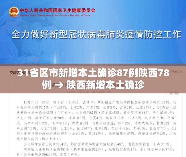 31省区市新增本土确诊87例陕西78例 → 陕西新增本土确珍 31省区市新增本土确诊87例陕西78例 → 陕西新增本土确珍