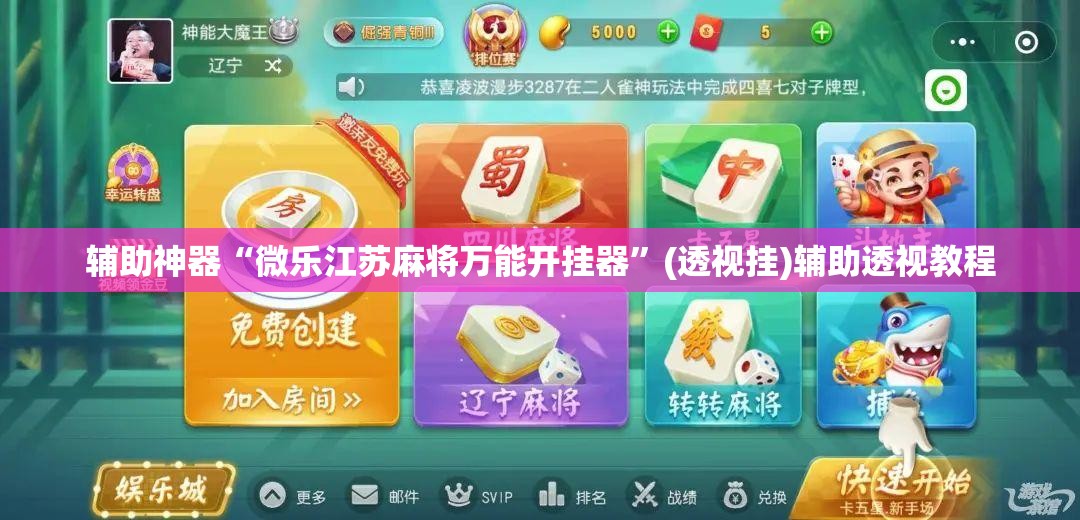 辅助神器“微乐江苏麻将万能开挂器”(透视挂)辅助透视教程