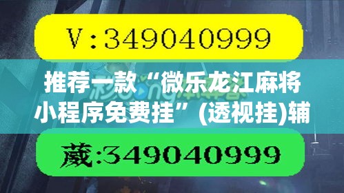 推荐一款“微乐龙江麻将小程序免费挂	”(透视挂)辅助透视教程