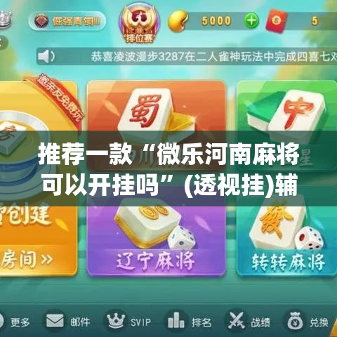 推荐一款“微乐河南麻将可以开挂吗	”(透视挂)辅助透视教程