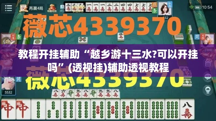 教程开挂辅助“越乡游十三水?可以开挂吗”(透视挂)辅助透视教程
