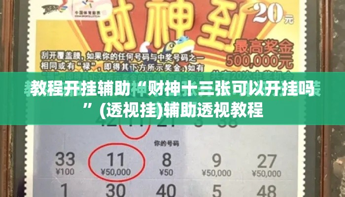 教程开挂辅助“财神十三张可以开挂吗”(透视挂)辅助透视教程