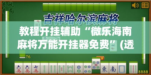 教程开挂辅助“微乐海南麻将万能开挂器免费	”(透视挂)辅助透视教程