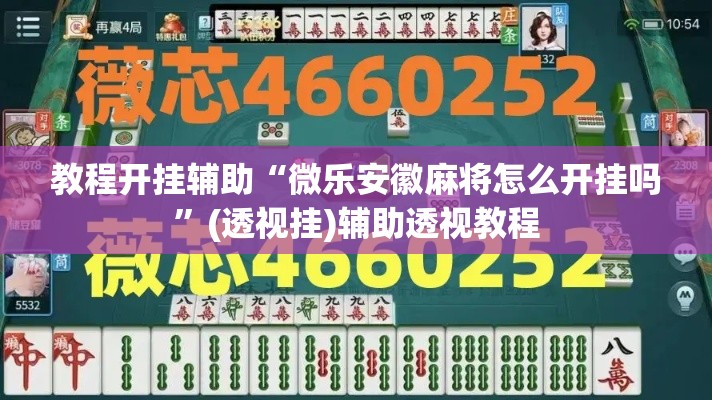 教程开挂辅助“微乐安徽麻将怎么开挂吗	”(透视挂)辅助透视教程