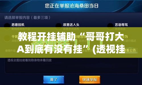 教程开挂辅助“哥哥打大A到底有没有挂”(透视挂)辅助透视教程
