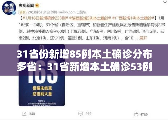 31省份新增85例本土确诊分布多省:31省新增本土确诊53例 分布8省 31省份新增85例本土确诊分布多省:31省新增本土确诊53例 分布8省