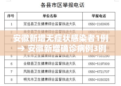 安徽新增无症状感染者1例 → 安徽新增确诊病例3例 无症状感染者7人