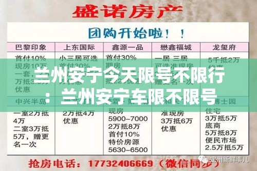 兰州安宁今天限号不限行：兰州安宁车限不限号