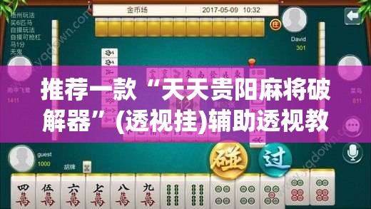 推荐一款“天天贵阳麻将破解器”(透视挂)辅助透视教程