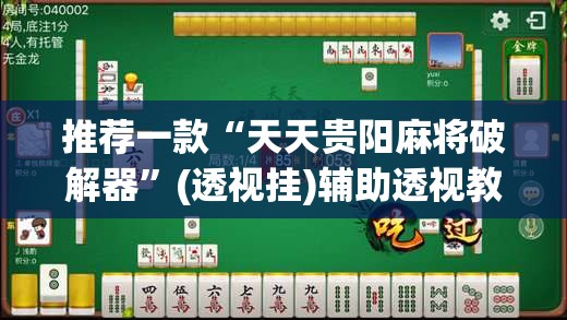 推荐一款“天天贵阳麻将破解器”(透视挂)辅助透视教程