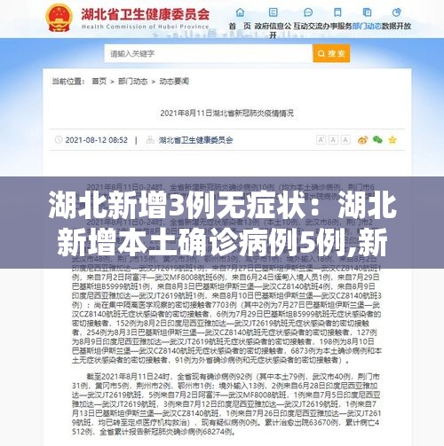 湖北新增3例无症状:湖北新增本土确诊病例5例,新增无症状感染者11例 湖北新增3例无症状:湖北新增本土确诊病例5例,新增无症状感染者11例