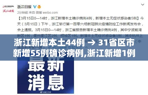 浙江新增本土44例 → 31省区市新增55例确诊病例,浙江新增1例本土病例