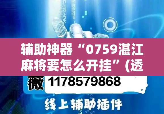 辅助神器“0759湛江麻将要怎么开挂”(透视挂)辅助透视教程