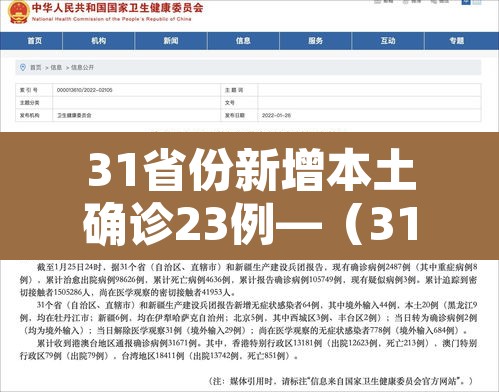 31省份新增本土确诊23例—（31省份新增本土确诊30例?）