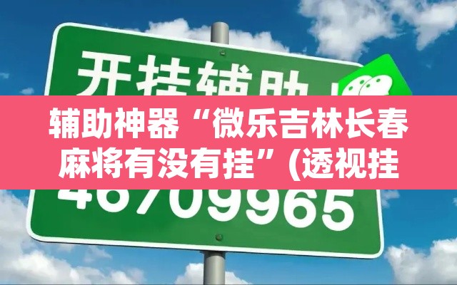 辅助神器“微乐吉林长春麻将有没有挂”(透视挂)辅助透视教程