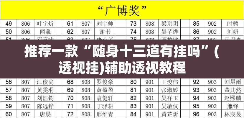 推荐一款“随身十三道有挂吗”(透视挂)辅助透视教程