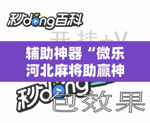 辅助神器“微乐河北麻将助赢神器购买”(透视挂)辅助透视教程