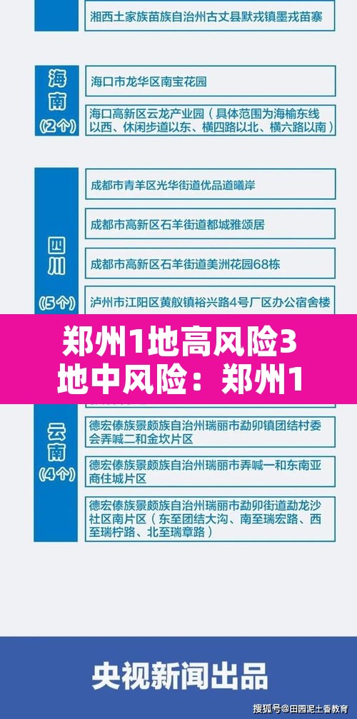 郑州1地高风险3地中风险：郑州1地高风险3地中风险地区