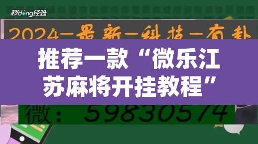 推荐一款“微乐江苏麻将开挂教程	”(透视挂)辅助透视教程