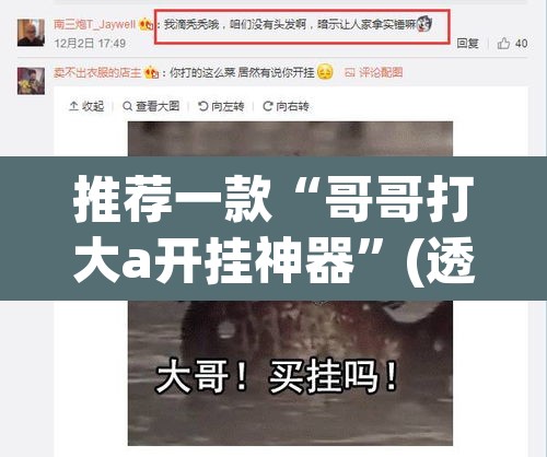 推荐一款“哥哥打大a开挂神器”(透视)其实确实有挂