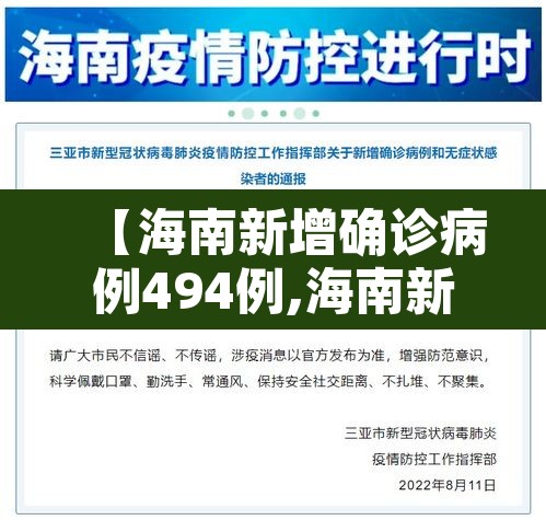 【海南新增确诊病例494例,海南新增1例本土确诊病例】 【海南新增确诊病例494例,海南新增1例本土确诊病例】