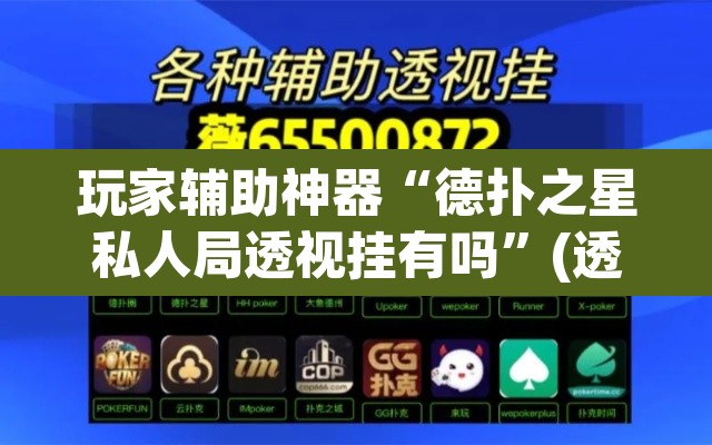 玩家辅助神器“德扑之星私人局透视挂有吗	”(透视挂)辅助透视教程