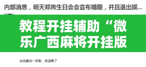 教程开挂辅助“微乐广西麻将开挂版本软件	”开挂辅助脚本+详细开挂安装教程