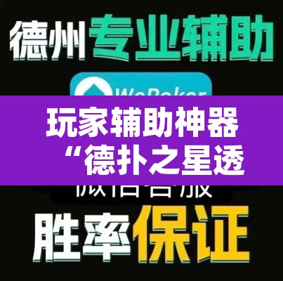玩家辅助神器“德扑之星透视挂辅助软件”附辅助神器开挂脚本详细步骤