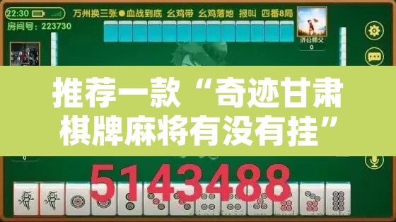 推荐一款“奇迹甘肃棋牌麻将有没有挂”附辅助神器开挂脚本详细步骤