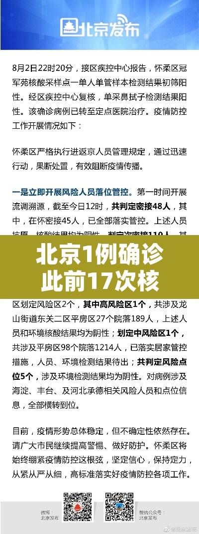 北京1例确诊此前17次核酸阴性—(北京17例病例详情) 北京1例确诊此前17次核酸阴性—(北京17例病例详情)