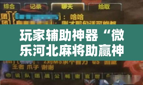 玩家辅助神器“微乐河北麻将助赢神器购买	”附辅助神器开挂脚本详细步骤