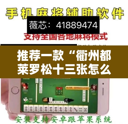 推荐一款“衢州都莱罗松十三张怎么才能有好牌”附辅助神器开挂脚本详细步骤