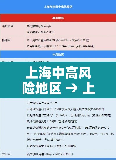 上海中高风险地区 → 上海 中高风险区 上海中高风险地区 → 上海 中高风险区