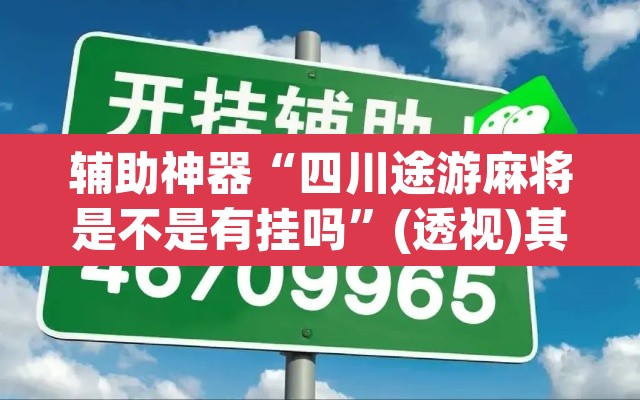 辅助神器“四川途游麻将是不是有挂吗”(透视)其实确实有挂