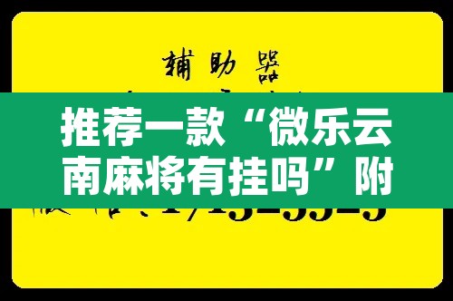 推荐一款“微乐云南麻将有挂吗”附辅助神器开挂脚本详细步骤